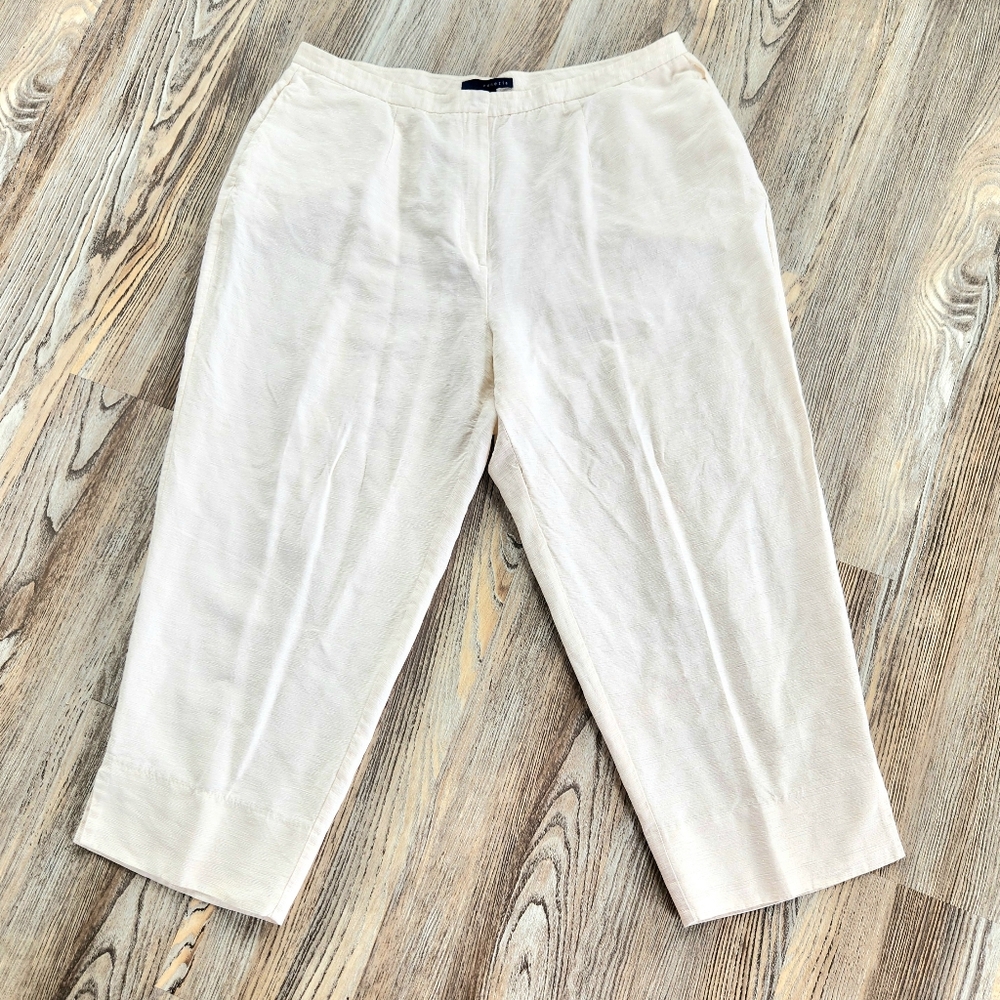 Venezia Silk Cropped Pant White Flat Front Womens 20 Split Cuff Hem Lightweight